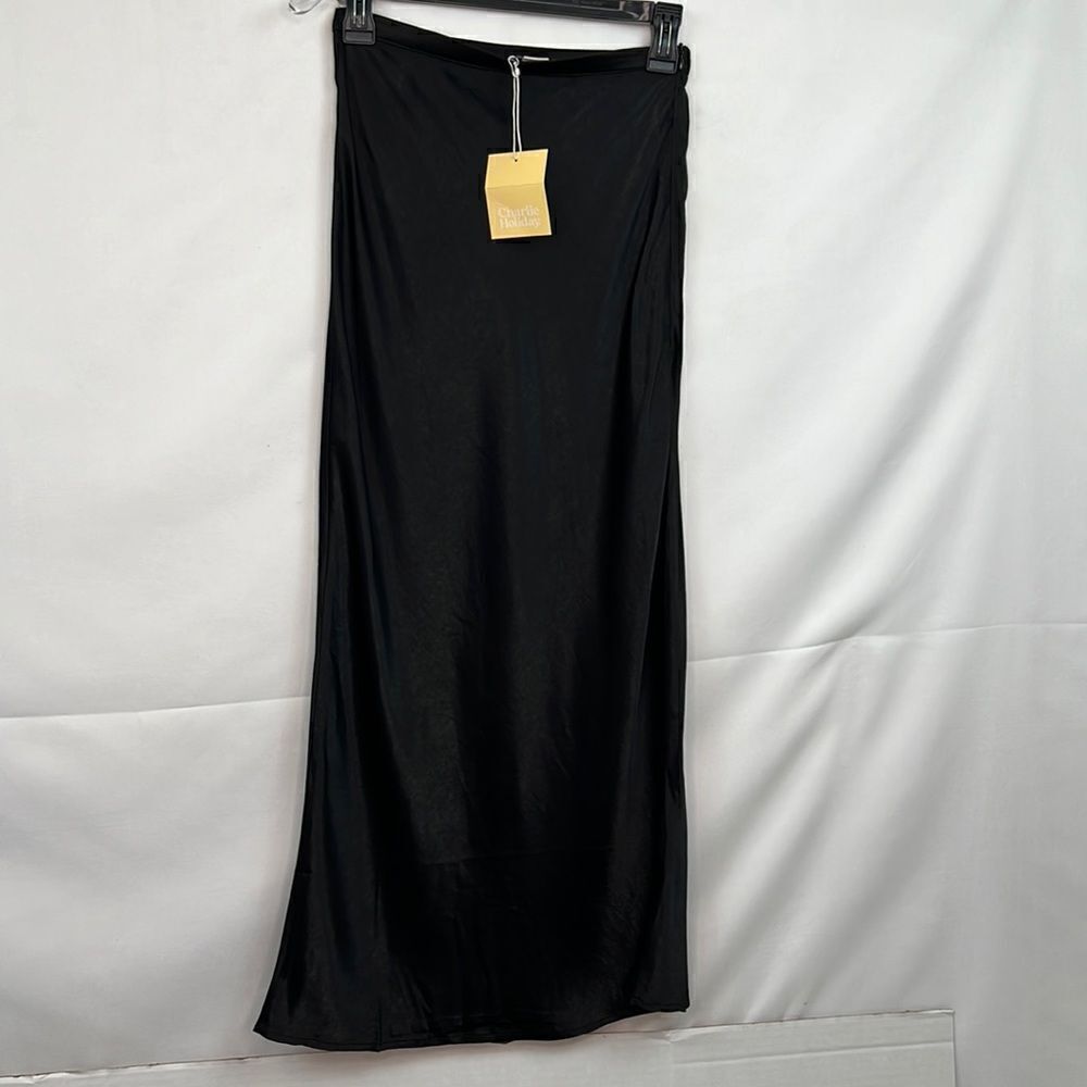 Charlie Holiday Black Satin Chelsea Skirt NWT